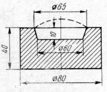 Эскиз графитовой формы для отливки проб на газонасыщенность